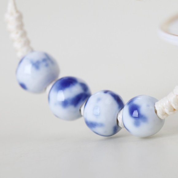 Ceramic Bead Charm Bracelet BOHO Bolo Cord - Picture 2 of 5